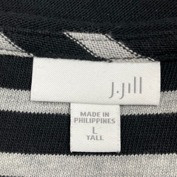 J Jill Women's Sweater Dress Size Large Tall Black Gray Striped Long Sleeve - Picture 10 of 11